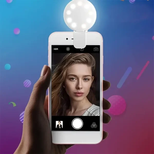 Mobile Phone Fill Flash Lens Ring Light Lamp Portable Clip Three Stop Dimming Mini Durable Practical 10 LED Selfie Ring Beauty - Image 5