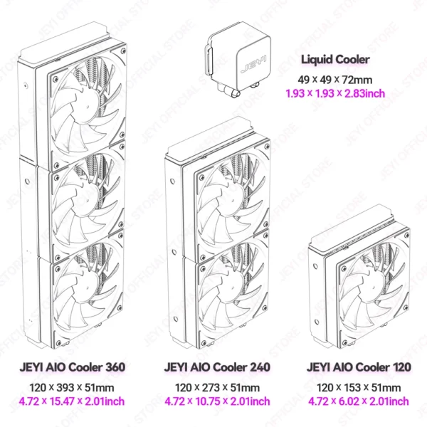 JEYI Liquid Cooler 120/240/360, ARGB CPU AIO Water Cooler, Water Cooling PC, Support Intel & AMD, Efficient PWM-Controlled Pump - Image 6