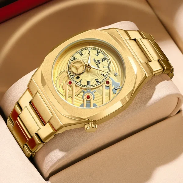 Men Quartz Clock Fashion Alloy Men's Watch with Three-dimensional Dial Steel Strip Business Waterproof Watches - Image 3