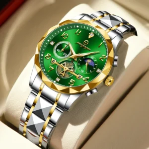 PENGAGAR Luxury Fashion Top Brand Men's Watches Stainless Steel Waterproof Luminous Timer Men Quartz Movement Watchs Clock Reloj