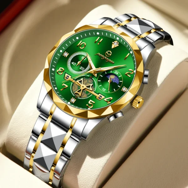 PENGAGAR Luxury Fashion Top Brand Men's Watches Stainless Steel Waterproof Luminous Timer Men Quartz Movement Watchs Clock Reloj