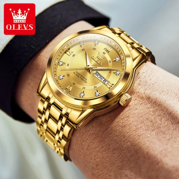 OLEVS Quartz Watch for Men Luxury Diamonds Gold Watch Waterproof Luminous Stainless steel Business Men's Quartz Watch Mens Watch - Image 3