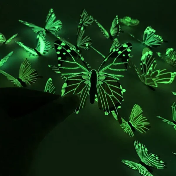 New 12Pcs Fashion 3D Luminous Butterfly Creative Wall Sticker For DIY Wall Stickers Modern Wall Art Home Decorations DIY Gift - Image 3