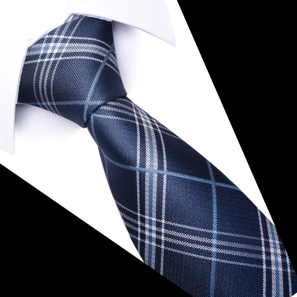 Newest Style 8 cm Necktie Man Blue Golden Striped Wedding Accessories Performance Tie Men Necktie Gravatas Fit Business - Image 5