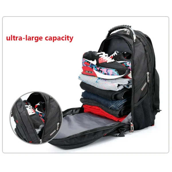 Swiss-Multifunctional bags Durable 17 Inch Laptop Backpack, Travel Bag,College Bookbag,USB Charging Port,Water Resistant - Image 2