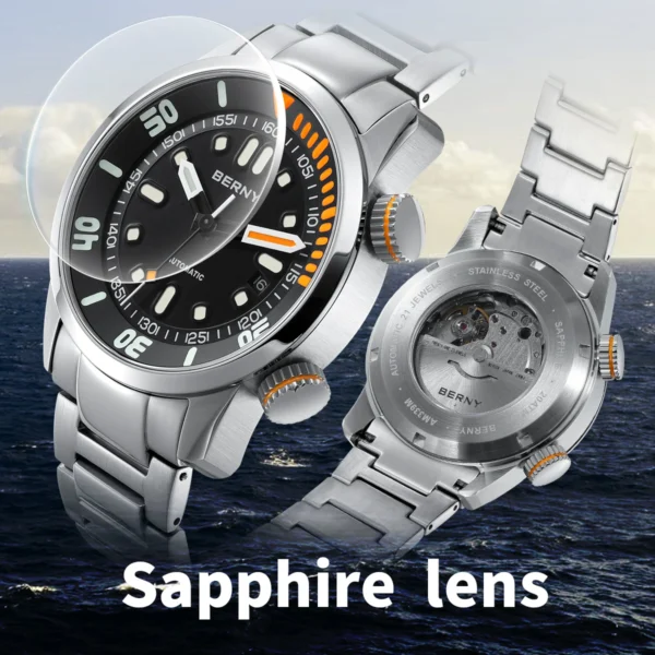 BERNY Automatic Dive Watch for Men Super Luminous Original Design 20ATM Diver Wristwatch Sapphire, Local Warehouse Fast Delivery - Image 2