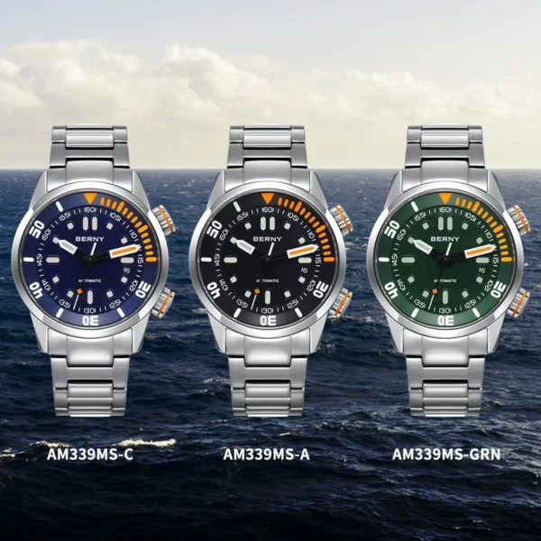 BERNY Automatic Dive Watch for Men Super Luminous Original Design 20ATM Diver Wristwatch Sapphire, Local Warehouse Fast Delivery - Image 6