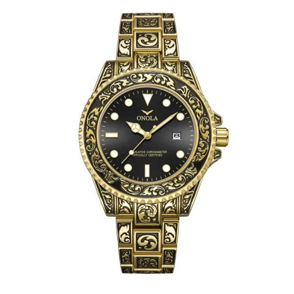 ONOLA brand vintage watch man waterproof Original steel band wristwatch fashion casual luxury gold mens watch relogio masculino - Image 6