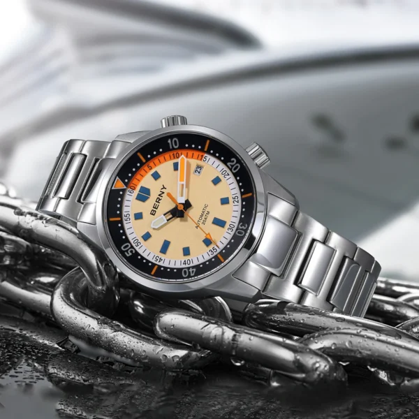 BERNY Automatic Diving Watches for Men 20AMT Super Luminous Mechanical Men's Diver Watch Sapphire Full Stainless Steel Dive - Image 5