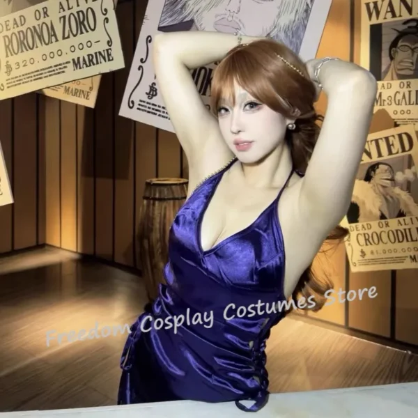 Nami Cosplay Fantasy Sexy Purple Dress Wigs Costume Anime Pirate Costume Adult Women Roleplay Fantasia Outfit Female Halloween - Image 3