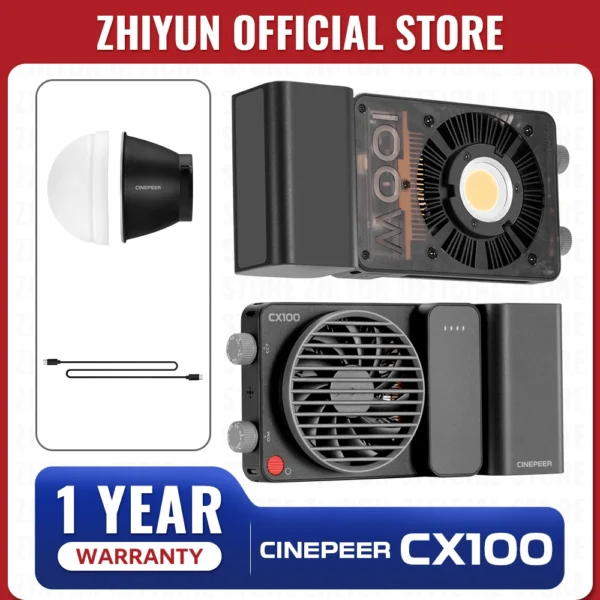 ZHIYUN Official CINEPEER CX100 100W Handheld Led COB Light Pocket Video Light Bi Color Photo Fill Light Photography Lighting