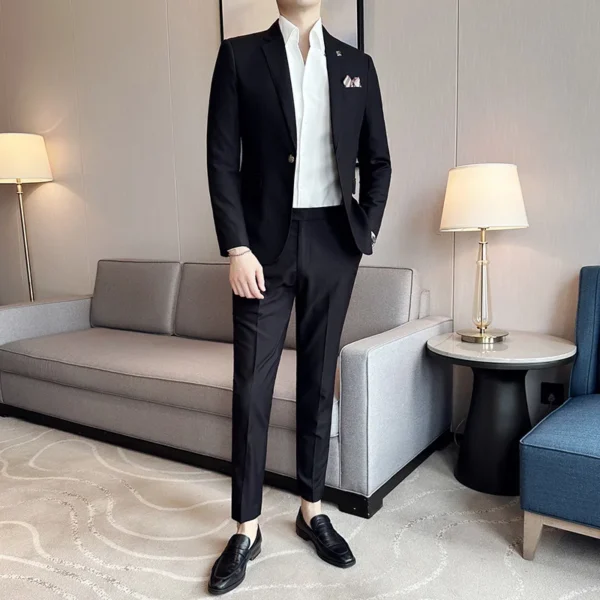 2025 Spring Summer Men Suits 2 Piece Set Business Casual Office Work Suit Party Prom Wedding Groom Blazer Trouser Men Clothing - Image 5