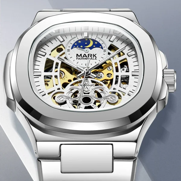 Tourbillon Skeleton Luxury Business Automatic Watch Man Square Waterproof Moon Phase reloj - Image 2
