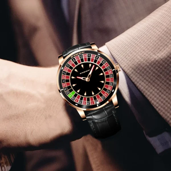PINDU Design Mechanical Watch NH35 Movement Arabic numerals Rotating Dial Roulette Automatic Watch Diamond Luminous Hands P6616 - Image 5