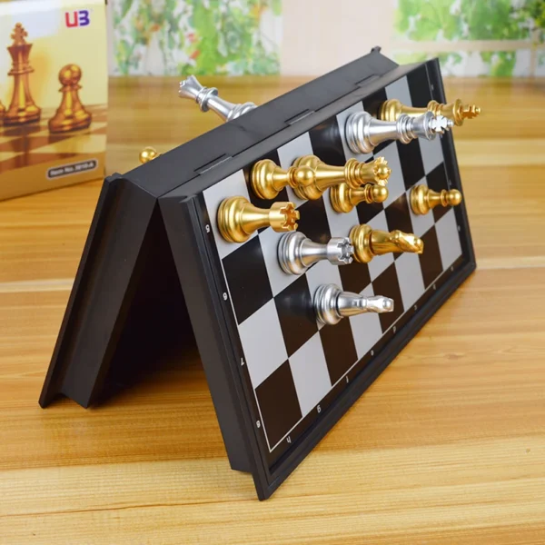 Gold Silver Travel Chess Board Game Sets Folding Chess Board Set Portable Chess Set Board Game Plastic for Children Adult Party