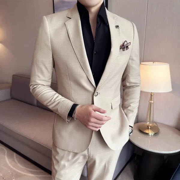 2025 Spring Summer Men Suits 2 Piece Set Business Casual Office Work Suit Party Prom Wedding Groom Blazer Trouser Men Clothing
