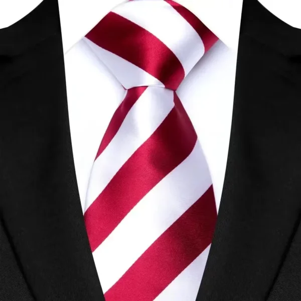 Luxury 8CM Mens Necktie Red Color Solid Stripes Paisley Ties For Man Groom Jacquard Woven Neck Tie For Business Wedding Party - Image 2