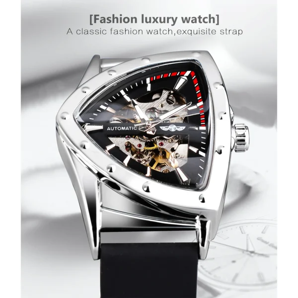 WINNER Sport Style Men's Watches Transparent Mechanical Watch Triangle Automatic Military Wristwatch With Luminous Pointers - Image 2