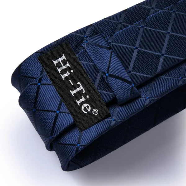 Hi-Tie Blue Business Solid 100% Silk Men's Tie NeckTie 8.5cm Ties for Men Formal Luxury Wedding High Quality Gravata - Image 6