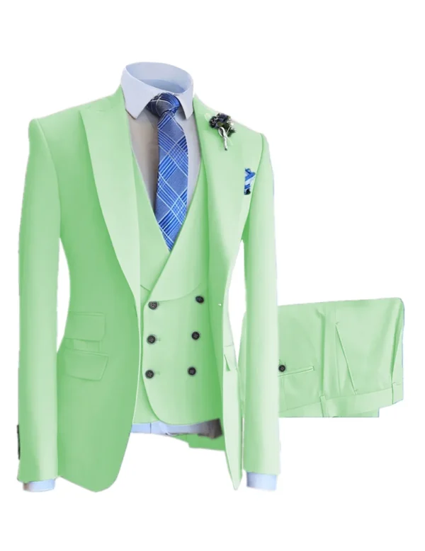Lansboter Beige Men's Suit 3Pcs Solid Color Single Breasted Slim Fitting Business Banquet Wedding Dress Jacket Vest With Pants - Image 5