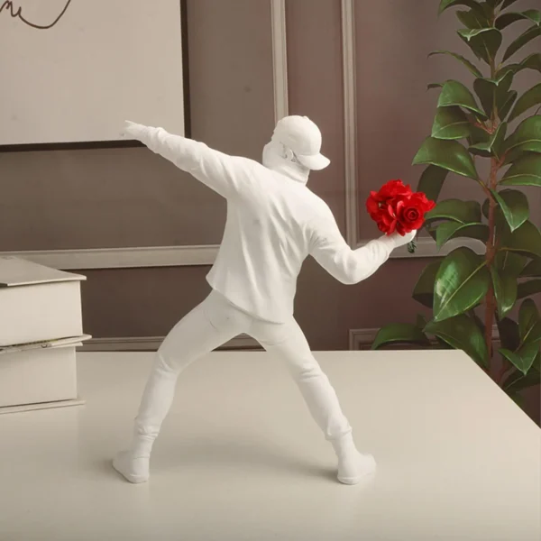 Modern Art Resin Banksy Sculptures Flower Thrower Statue Home Desk Bomber Decoration Accessories Ornaments Collectible X5M6 - Image 5