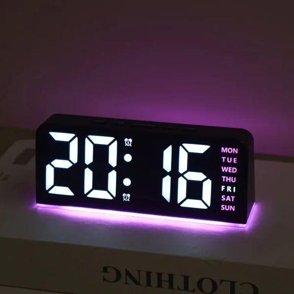 LED Alarm Clock Digital - Multi Functional Digital Alarm Clock with Atmosphere Light ，Display Date and Dual Alarm Clock Design - Image 2