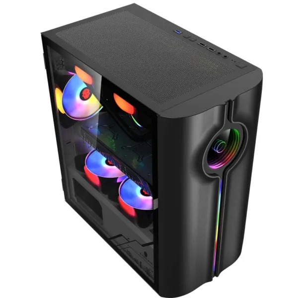 WJCOOLMAN Unlimited Player Black Gaming Computer Case with 4Fan Positions 240 AIO Support M-ATX/MINI-ITX Panoramic Version - Image 2