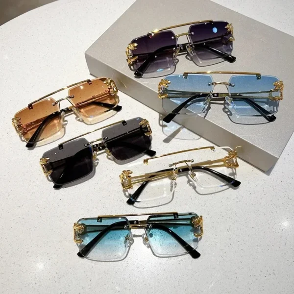 Luxury Square Sunglasses Man Woman Brand Designer Vintage Rimless Sun Glasses Male Female Fashion Retro Mirror Oculos De Sol - Image 5