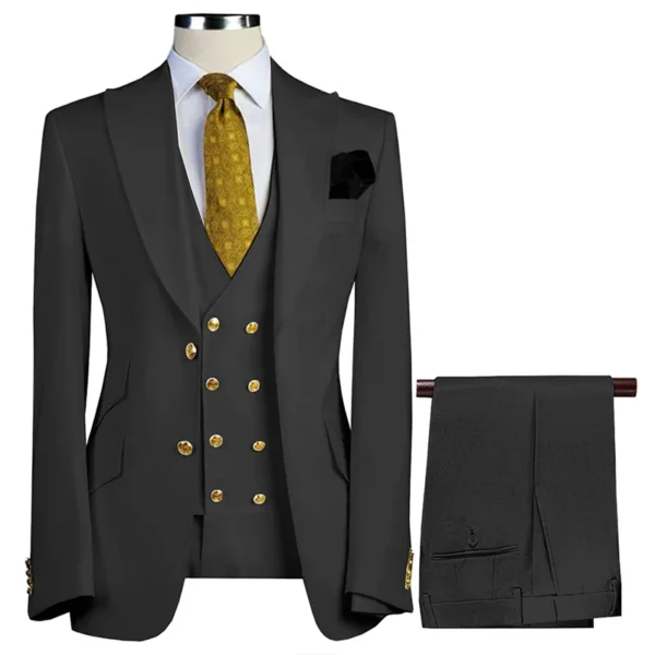 Lansboter Khaki Men's Suit Slim 3 Pieces Fit Business Banquet Dress Wedding Groom Suit Jacket Vest With Pants Costume Homme - Image 4