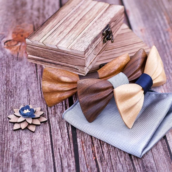 Kids 3D Wooden Bow Tie - Elegant Dress Accessory for Boys & Girls, Unique Suit Decoration - Image 2