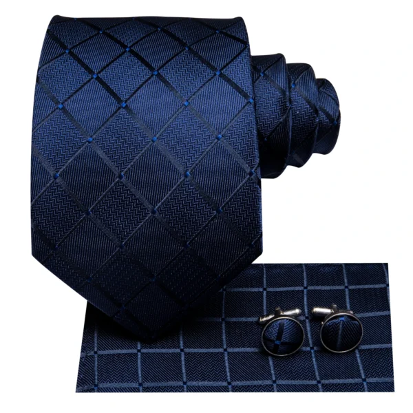 Hi-Tie Blue Business Solid 100% Silk Men's Tie NeckTie 8.5cm Ties for Men Formal Luxury Wedding High Quality Gravata - Image 5