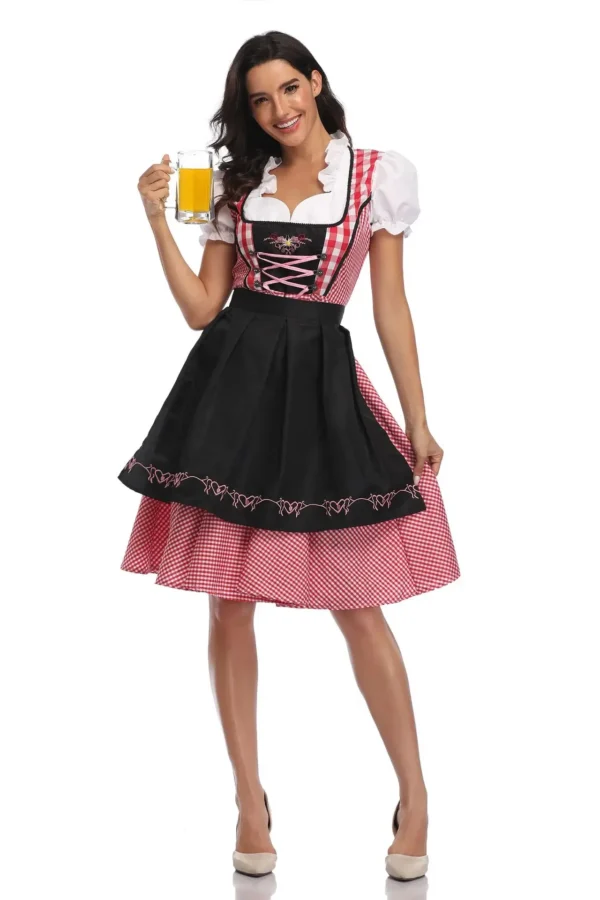 Adult Women Oktoberfest Dirndl Carnival Party Traditional German Bavaria Beer Girl Dress Maid Costume Dress+Apron Outfit - Image 3
