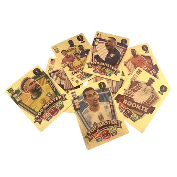 World Football Stars 27/55 Pcs Limited Edition Gold Cards Plastic Material Football Player Toys Card Children's Fan Gifts Pack - Image 2
