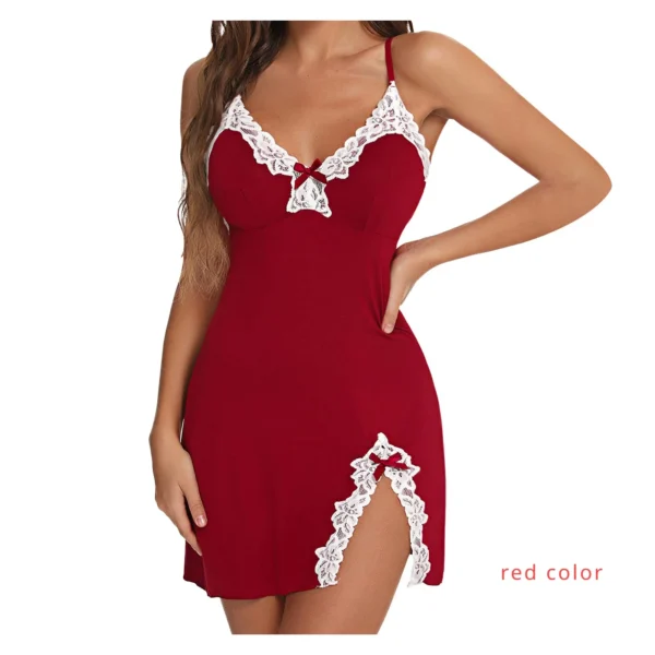 Sexy Sleepwear Women Lace Silk Satin Night Dress Sleeveless Nighties V-neck Nightgown Sexy Plus Size Nightdress Women Nightwear - Image 6