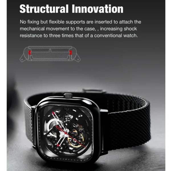 CIGA Design Anti-seismic Skeleton Automatic Watches for Men Women Full Hollow Mechanical Watches 316L Stainless Steel Wristwatch - Image 4
