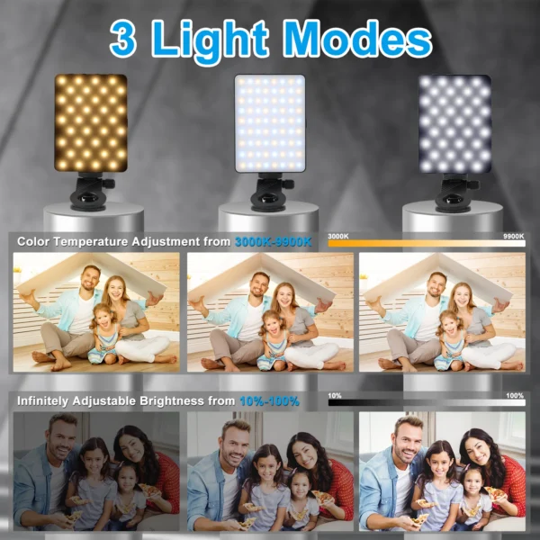 Selfie Light with Front & Back Phone Clip, 72 LED Rechargeable Video Light for Phone iPhone iPad Laptop Camera - Image 2