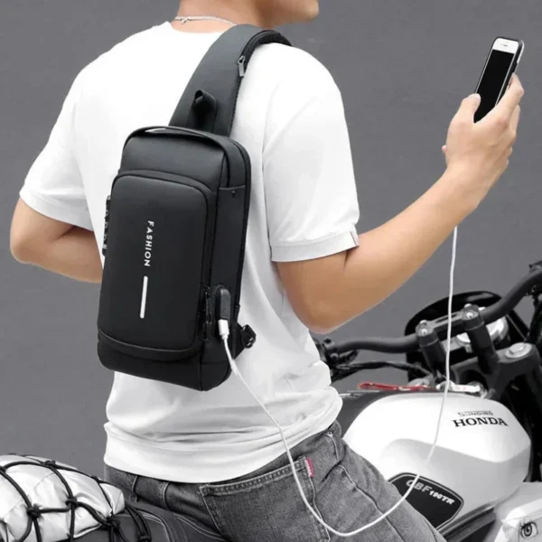 Men Anti Theft Chest Bag Shoulder Bags USB Charging Crossbody Package School Short Trip Messengers Bags Men's Oxford Sling Pack - Image 3