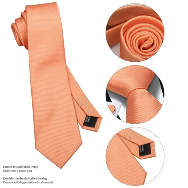 Brand Business Solid Color Ties Handkerchief Cufflink Tie clip Pin Set For Men Formal Necktie Party Wedding Men Accessoreis Gift - Image 6
