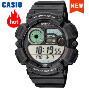 Casio Men's Large Dial Digital Watch 10-Year Battery Life 100M Waterproof Sport Reusable Timepiece WS-1500H-1A