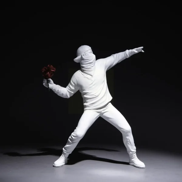 Modern Art Resin Banksy Sculptures Flower Thrower Statue Home Desk Bomber Decoration Accessories Ornaments Collectible X5M6 - Image 2