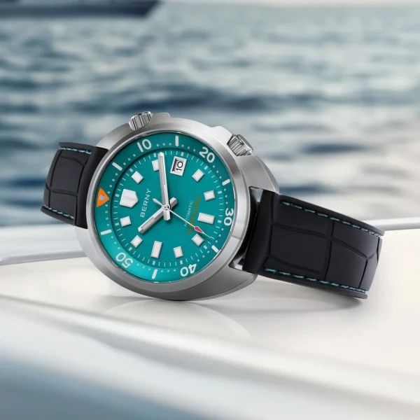 BERNY 20ATM Diver Watch For Men Mechanical Green Dial Original Design NH35 Automatic Sapphire Luxury Diving Luminous Men Watch - Image 5