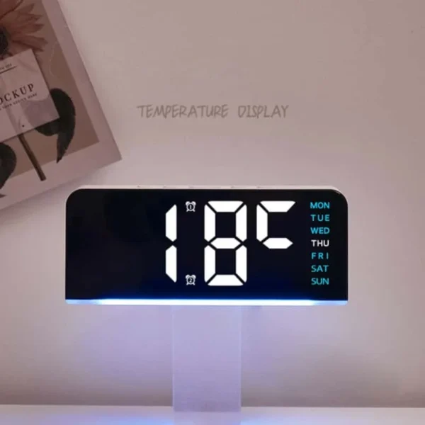 LED Alarm Clock Digital - Multi Functional Digital Alarm Clock with Atmosphere Light ，Display Date and Dual Alarm Clock Design - Image 4