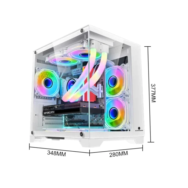Black MINI Gaming Computer Case MATX Panoramic Side Transparency Without Pillars Support 240 120 WaterCooler Desktop Chassis - Image 3