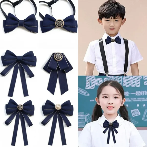 New Solid Color Bow Tie Bow Crystal Rhinestone Bowtie Collar Flower Pre-Tied Elegant Neck Decoration School Uniform - Image 2