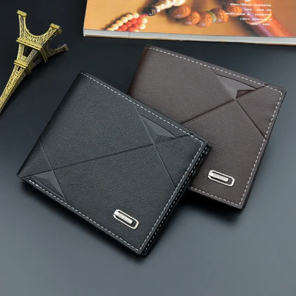 Men Short Bifold Faux Leather Masculina Billetera Credit ID Card Holder Wallet Billfold Purse Clutch Solid Hombre Business Slim - Image 4