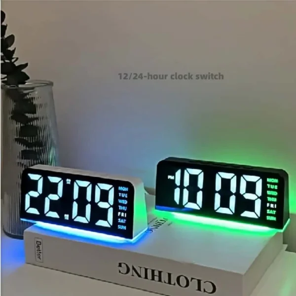 LED Alarm Clock Digital - Multi Functional Digital Alarm Clock with Atmosphere Light ，Display Date and Dual Alarm Clock Design - Image 3