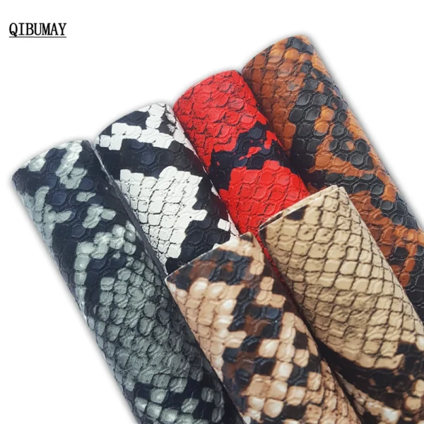 QIBU Multi Size Snake Synthetic Leather Sheets Faux Leather Fabric By The Yard Home Decoration Accessories DIY Hairbow Material - Image 5