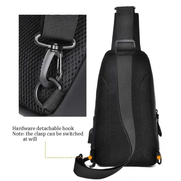 Men Bag Fashion New Solid Color Men Chest Bag Outdoor Casual Fashion One Shoulder Crossbody Bag Nylon USB Charging Shoulder Bags - Image 5