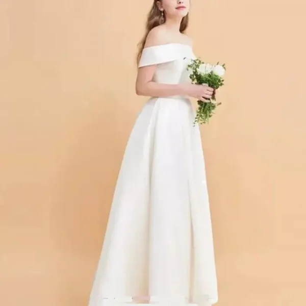 Plus Size Women's Wedding Dress Classic Elegant Off The Shoulder A-line Evening Dresses New Satin Simple Bridal Dress Customized - Image 3