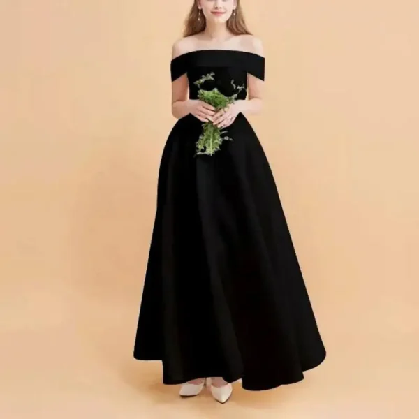 Plus Size Women's Wedding Dress Classic Elegant Off The Shoulder A-line Evening Dresses New Satin Simple Bridal Dress Customized - Image 5